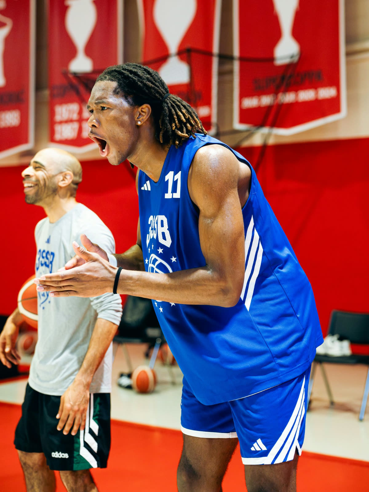Player driving to the basket in a game